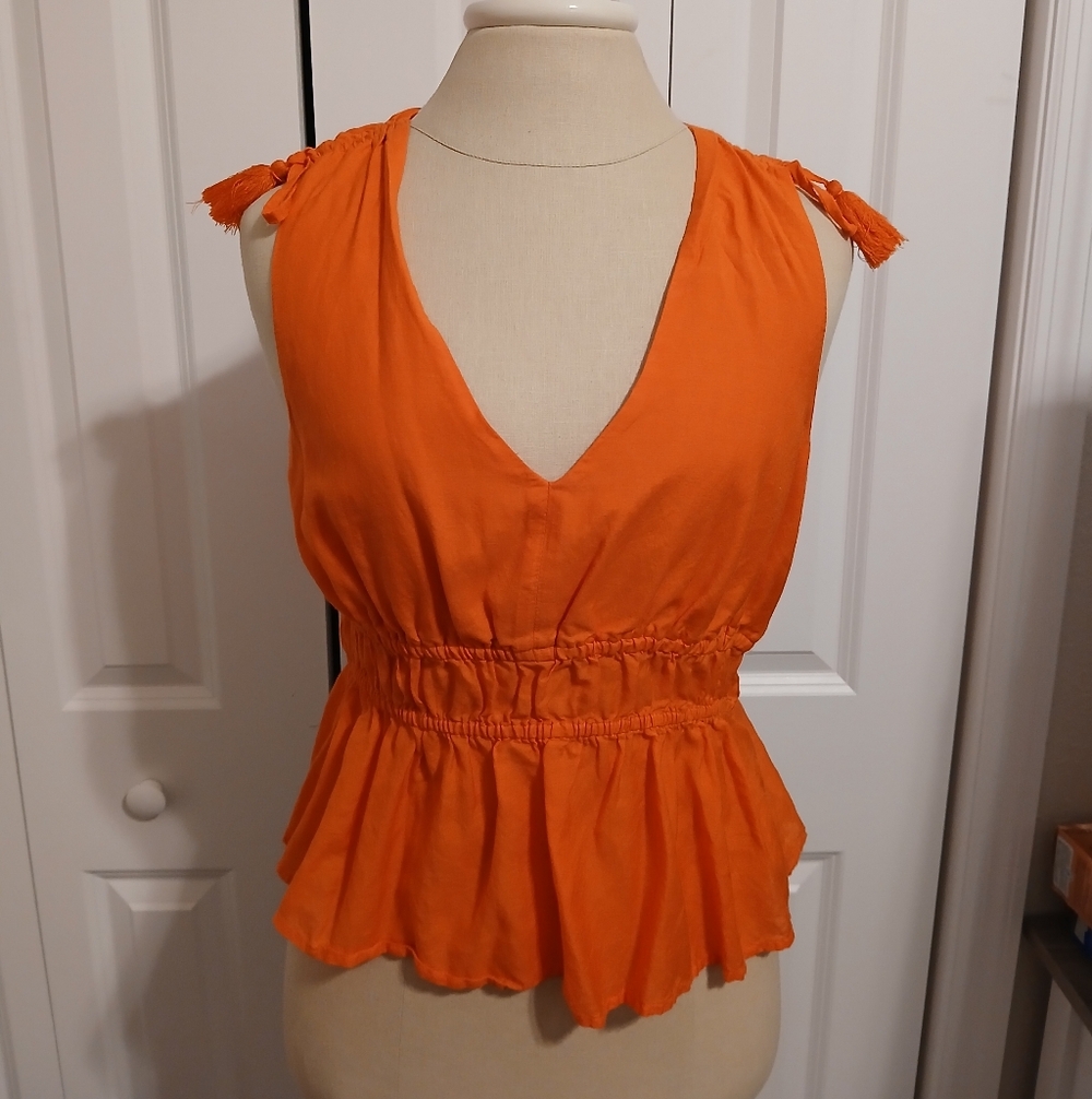Like New Ladies J. Crew V-Neck Cotton Viole Sleveless Tank Top Blouse Small